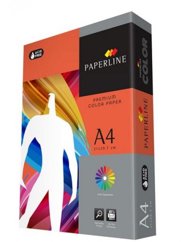 PAQUETE DE 500 FOLIOS 80GR A/4 NARANJA  PAPERLINE