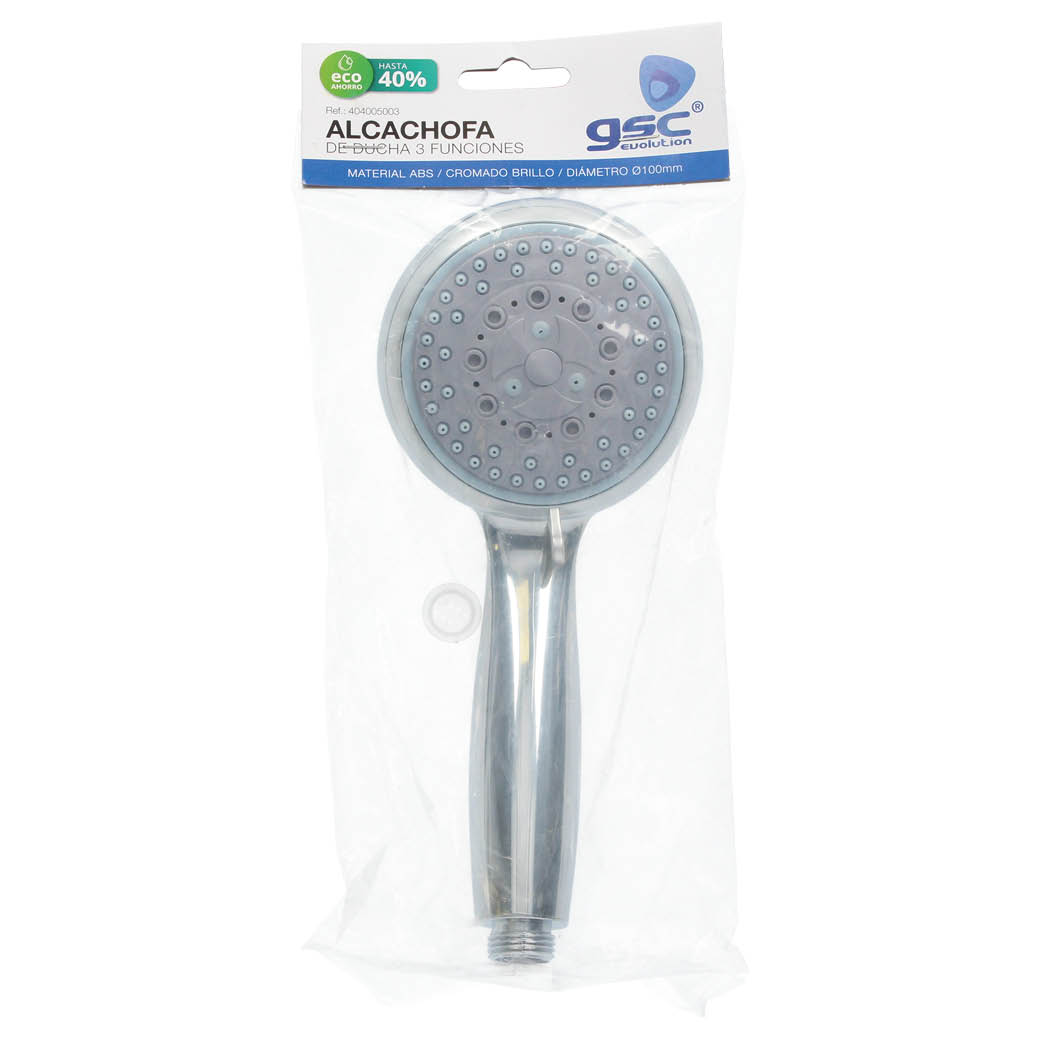 ALCACHOFA DE DUCHA ECO AHORRO 100MM 3 FUNCIONES CROMADO GSC EVOLUTION