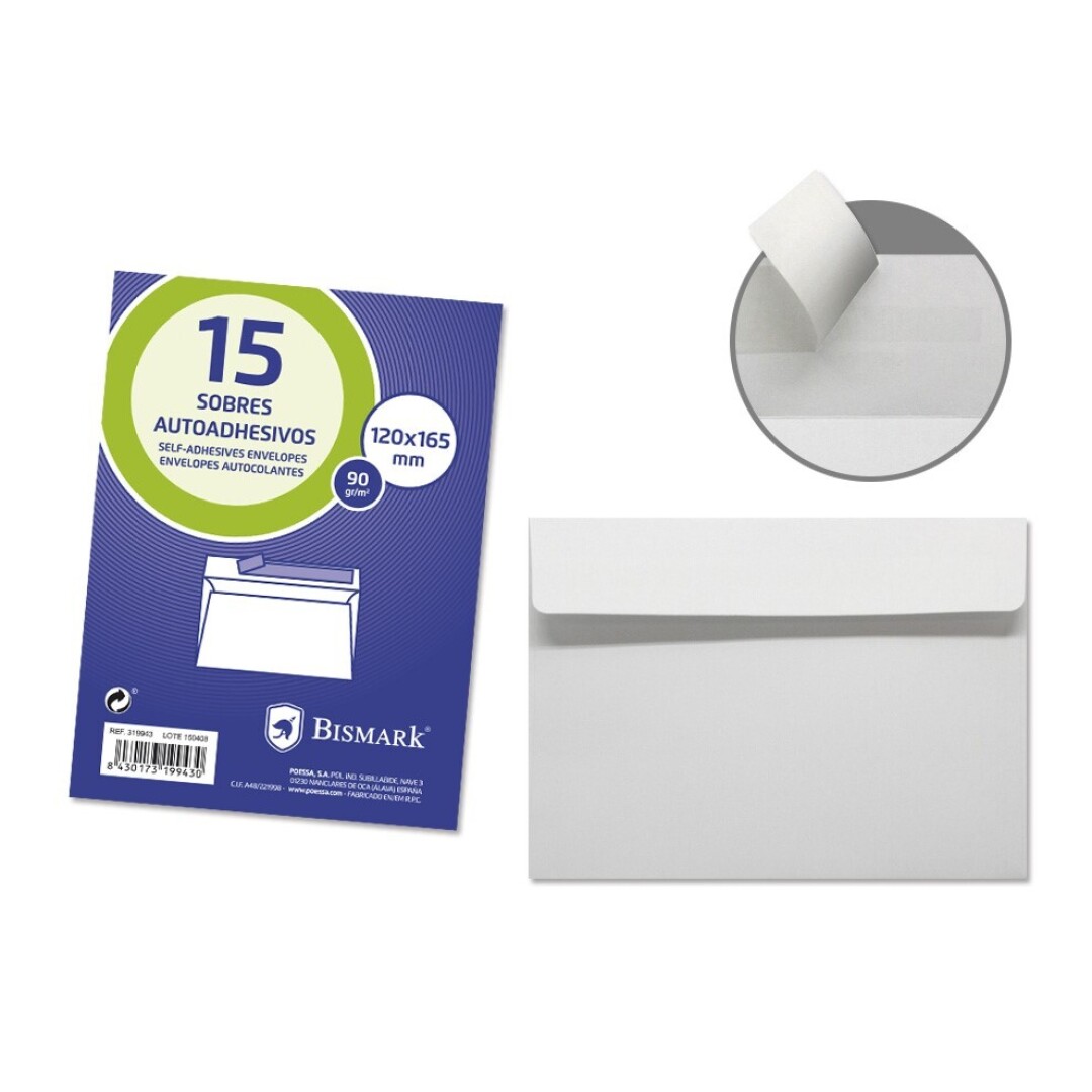 SOBRE COMERCIAL AUTOADHESIVO SET 15 UDS.
BISMARK
