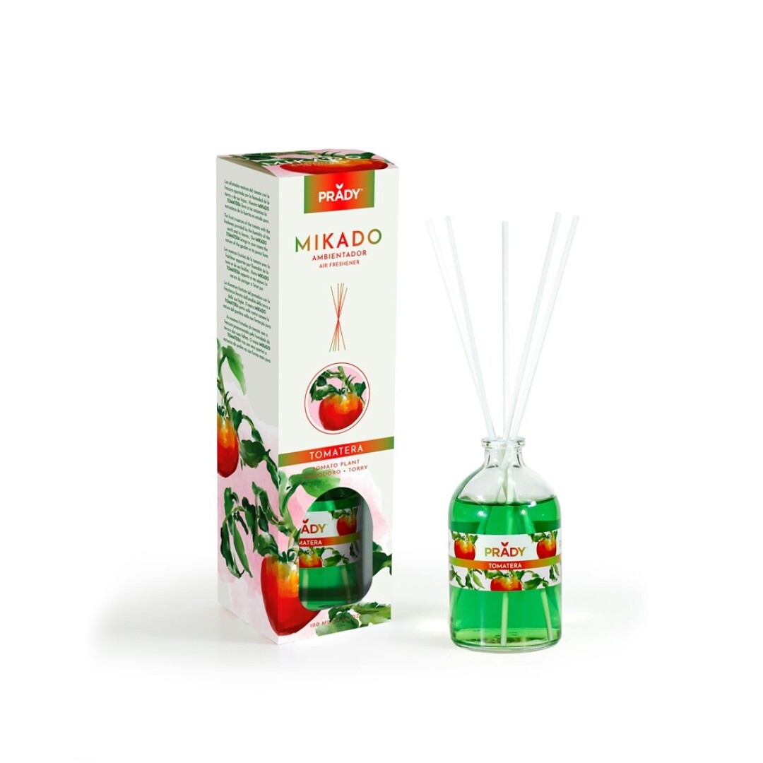 AMBIENTADOR MIKADO TOMATERA PRADY FRASCO CRISTAL 100ML VARITAS DIFUSORAS