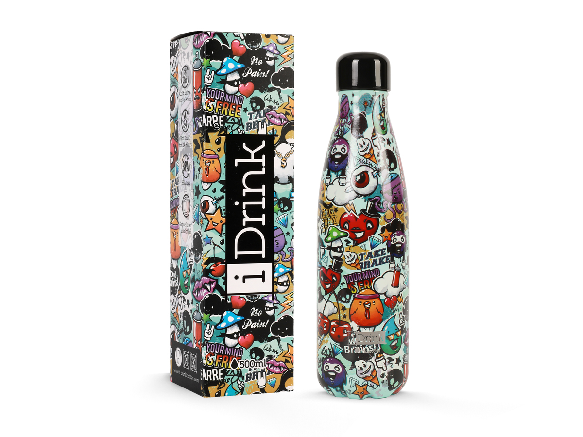 BOTELLA TERMICA IDRINK 500ML GARABATOS  MANTIENE FRIO 36H Y CALOR 24H - SIN BPA