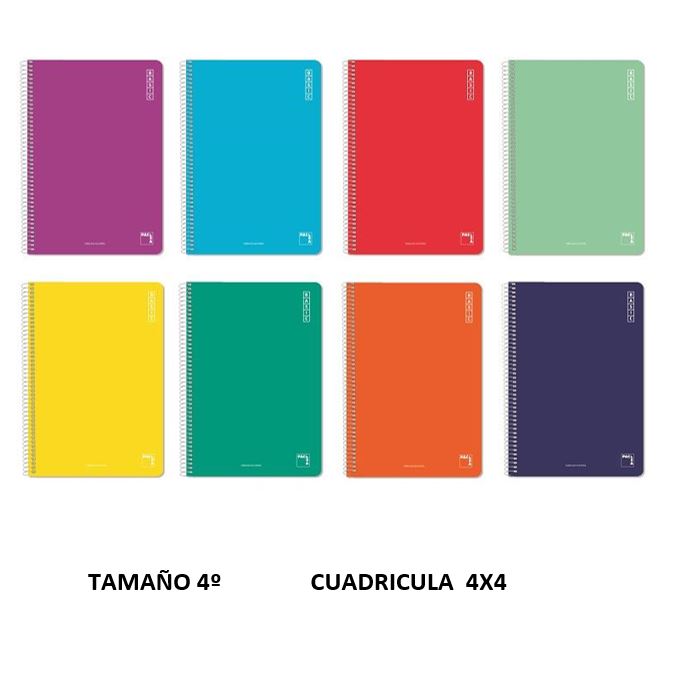 CUADERNO 4º 4MM PACSA 80 HOJAS TAPACARTON