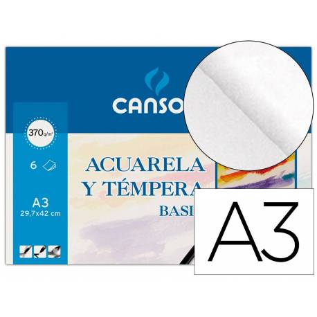 BLOC ACUARELA Y TEMPERA  CANSON A/3 32.5X46CM 370GR 10 HOJAS