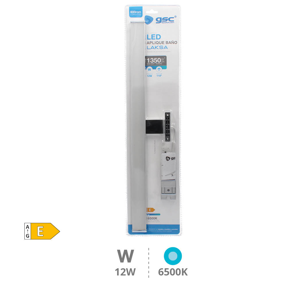 APLIQUE LED BAÑO GSC LAKSA 12W LUZ BLANCA 6500K IP44 1350 LUMENES