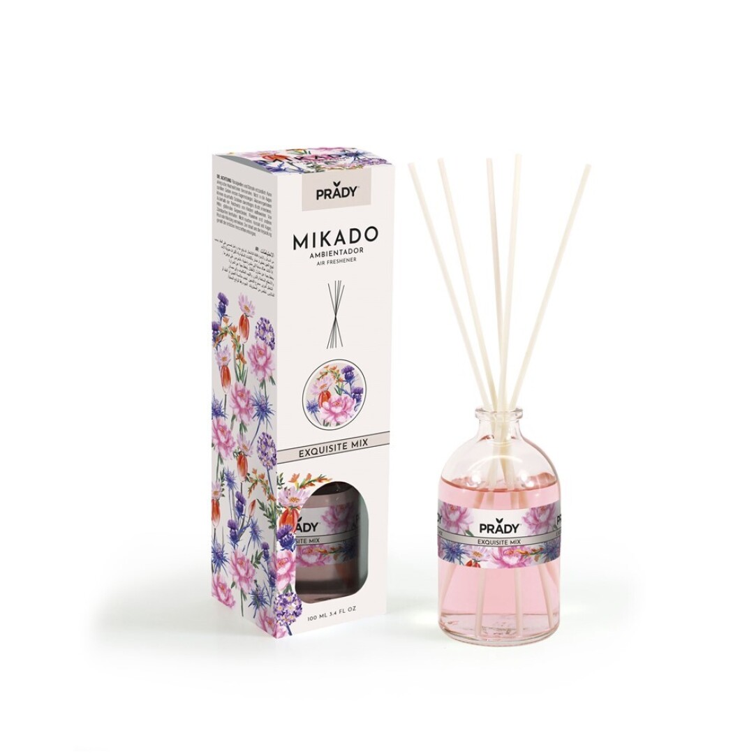 AMBIENTADOR MIKADO EXQUISITE MIX PRADY  FRASCO CRISTAL 100ML VARITAS DIFUSORAS