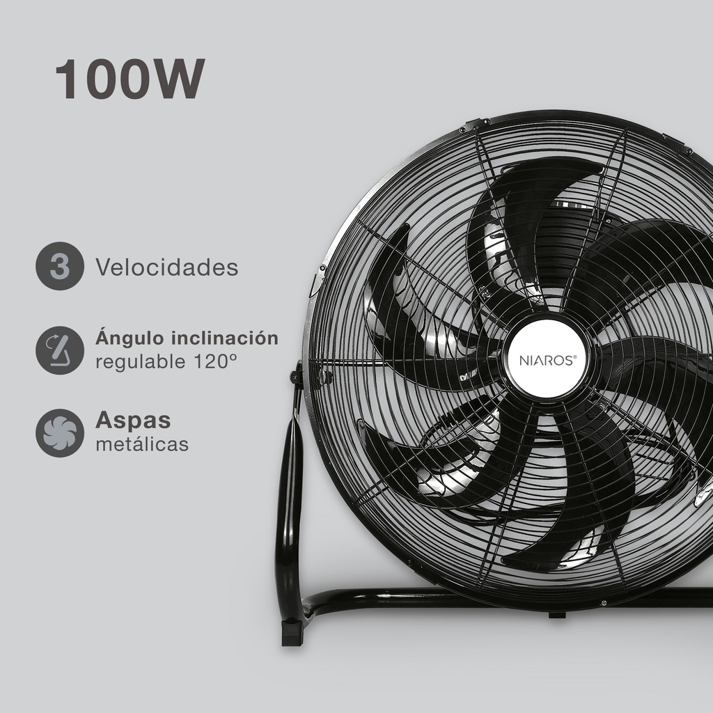 VENTILADOR METALICO DE SUELO AIDONE GSC Ø51cm 9W NEGRO