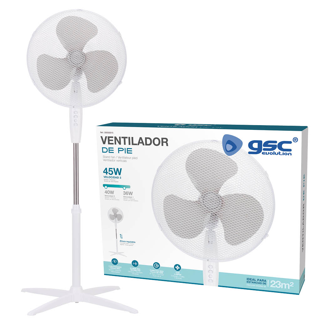 VENTILADOR DE PIE NAMETIL Ø43CM 45W BLANCO GSC EVOLUTION