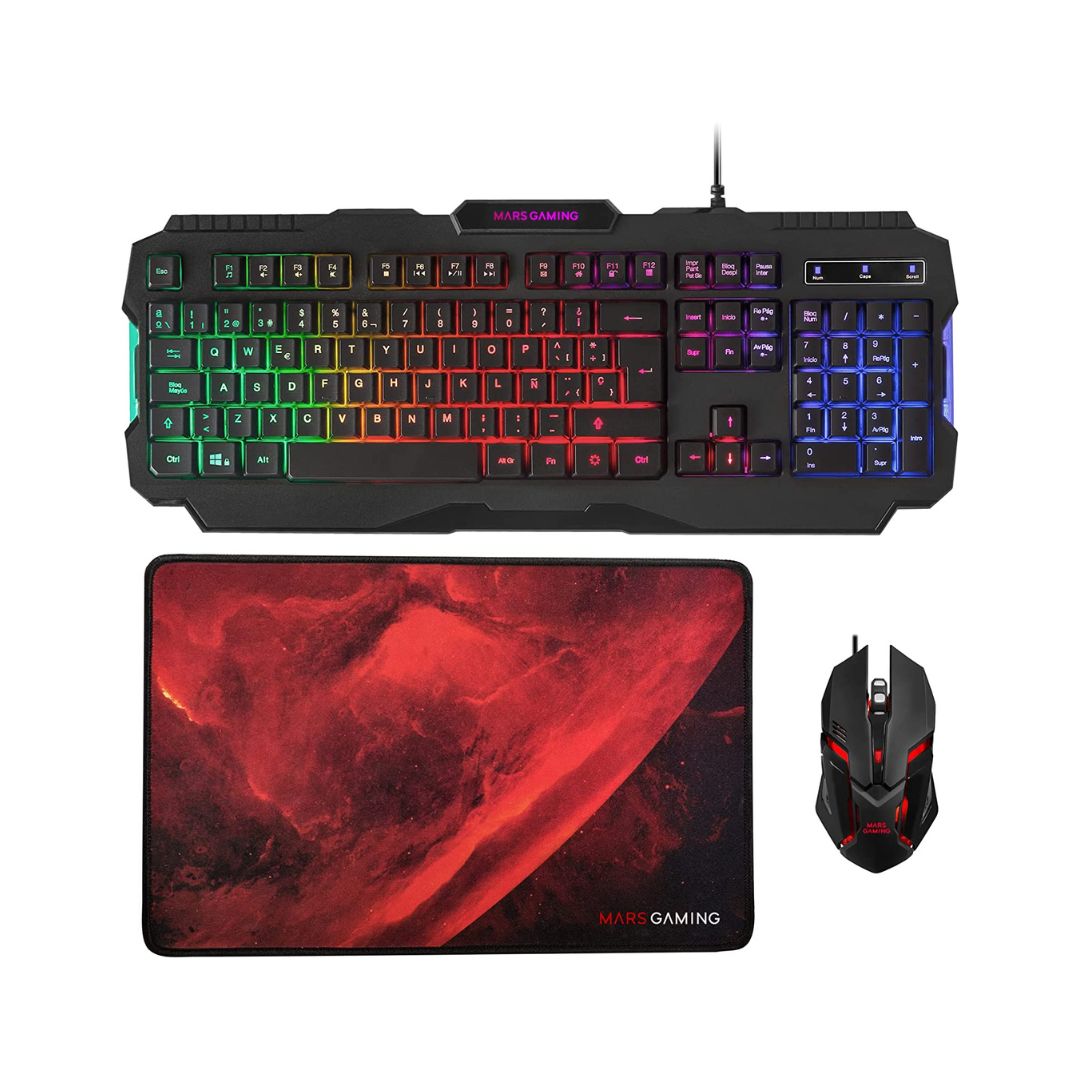 PACK TECLADO + RATON MARS GAMING 4000DPI 6 BOTONES + ALFOMBRILLA 350 X 250MM - CONECTIVIDA