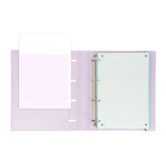 CARPETA 4 ANILLAS OXFORD CON RECAMBIO GOMAS LIGERA 5X5 MALVA PASTEL