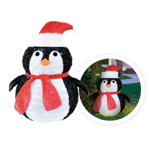 PINGÜINO PLEGABLE LED GSC 60cm - LUZ FRIA - 8 FUNCIONES - FUNCIONA A PILAS