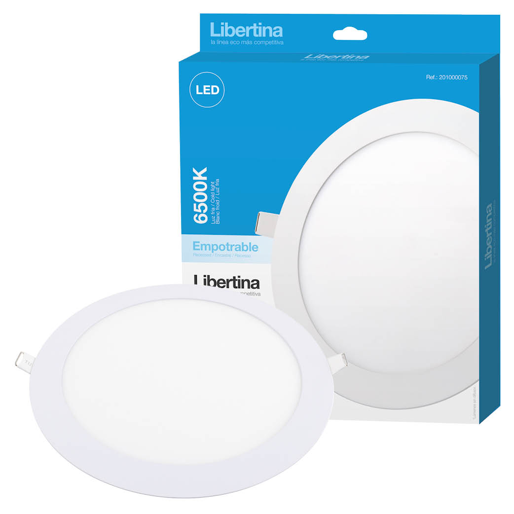 PLACA DOWNLIGHT EMPOTRABLE LED LIBERTINA CIRCULAR BLANCA 20W LUZ BLANCA 6500K 1844 LUMENES