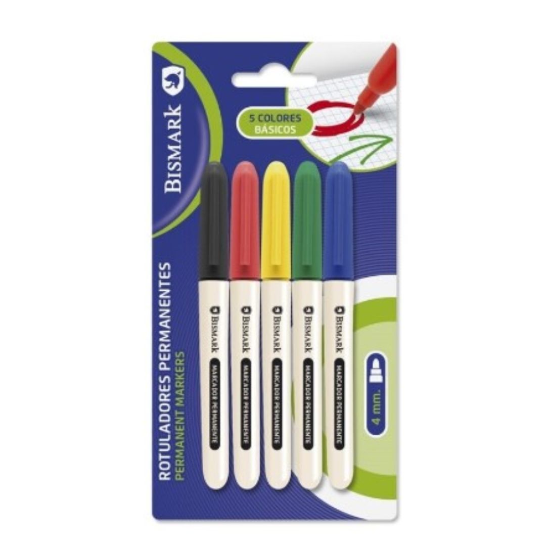 ROTULADOR PERMANENTE 5 COLORES BASICOS BISMARK