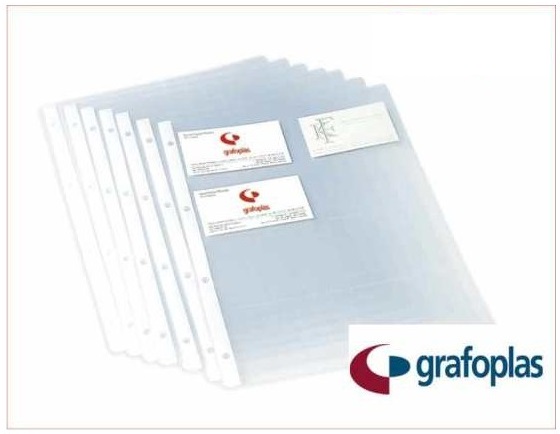 FUNDAS PORTA TARJETA GRAFOPLAS A/4 4 TALADROS 10 UNIDADES