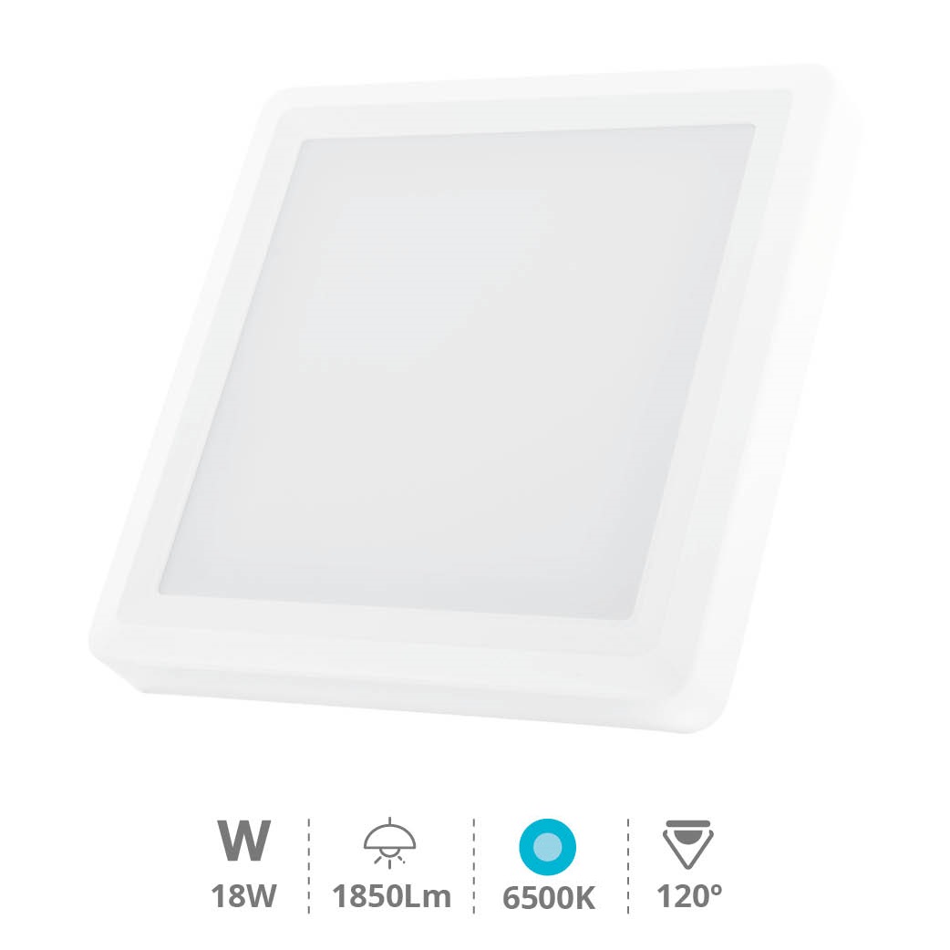 PLAFON SUPERFICIE DOWNLIGHT LED CUADRADO BLANCO VASAN GSC 18W LUZ BLANCA 6500K 1850 LUMENE