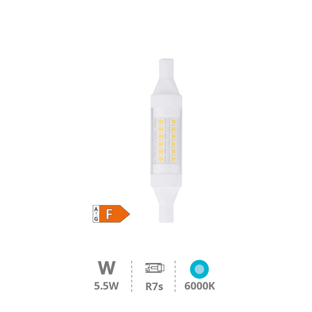 BOMBILLA LINEAL LED GSC R7S 78mm 5,5W LUZ BLANCA 6000K 620 LUMENES