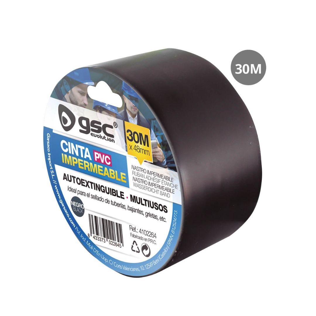CINTA IMPERMEABLE TUBERIAS NEGRO 30M