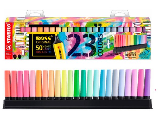 ROTULADOR STABILO BOSS FLUORESCENTE 70 ESTUCHE 23 COLORES SURTIDOS