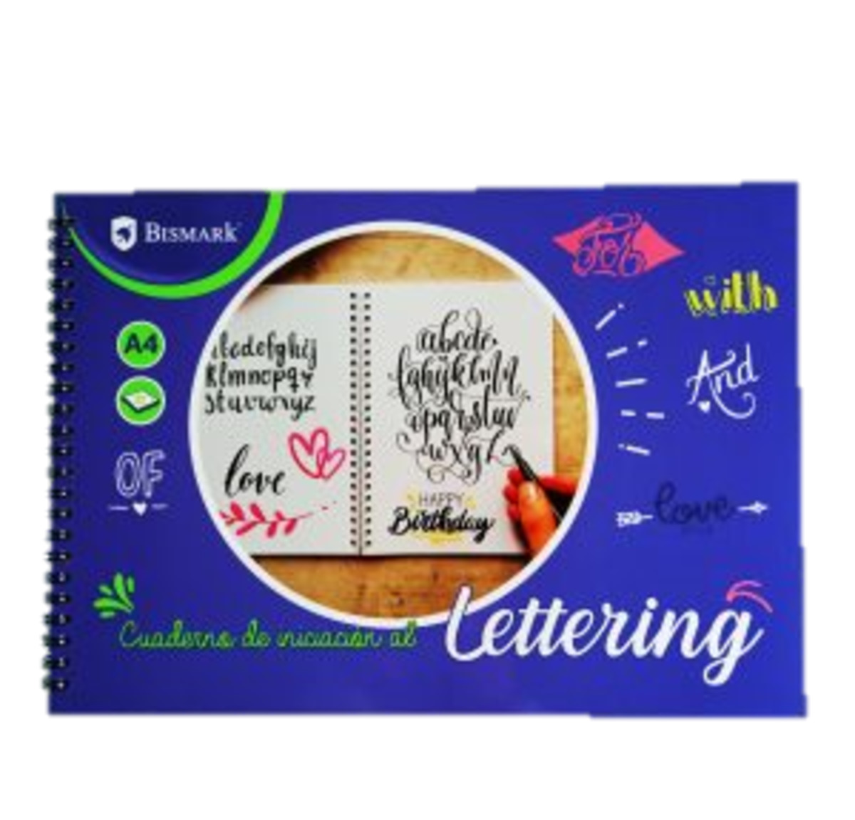 CUADERNO LETTERING A/4 32 HOJAS CON ESPIRAL APAISADO BISMARK