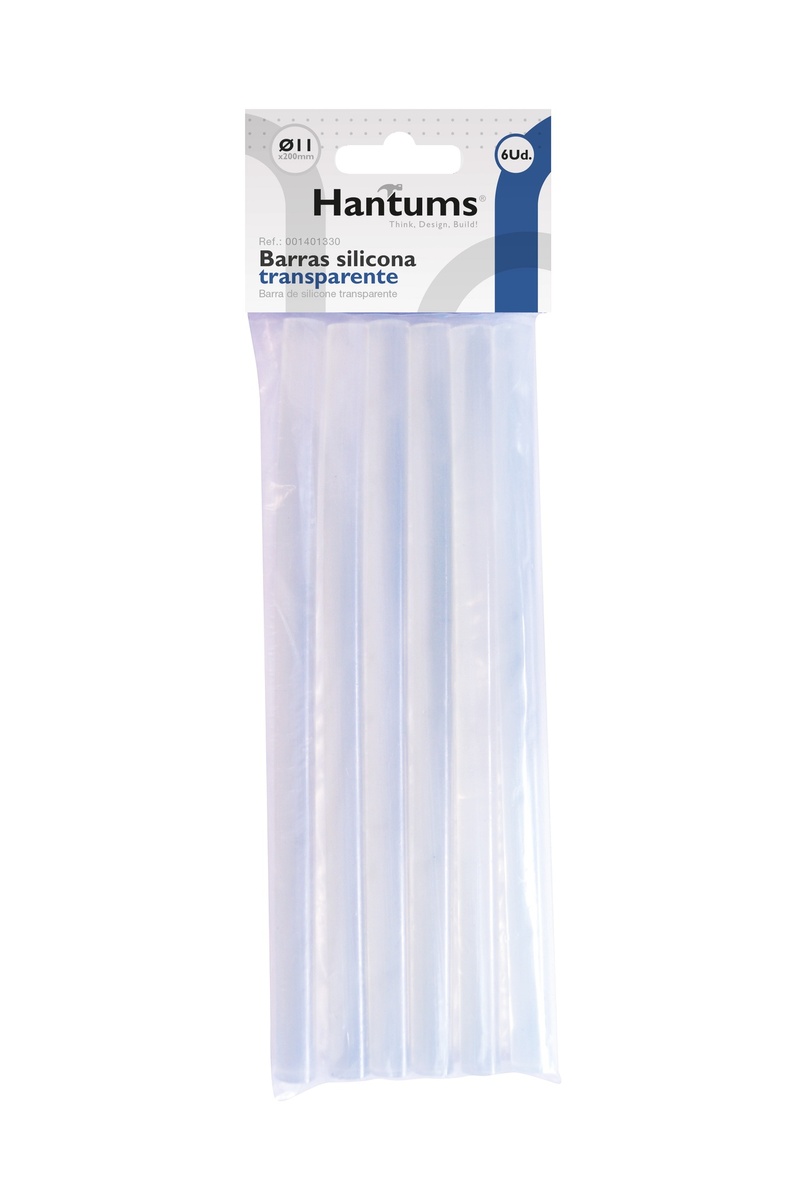 BARRAS DE SILICONA TRANSPARENTES HANTUMS BOLSA 6 UNIDADES Ø 11x200mm - SECADO RAPIDO