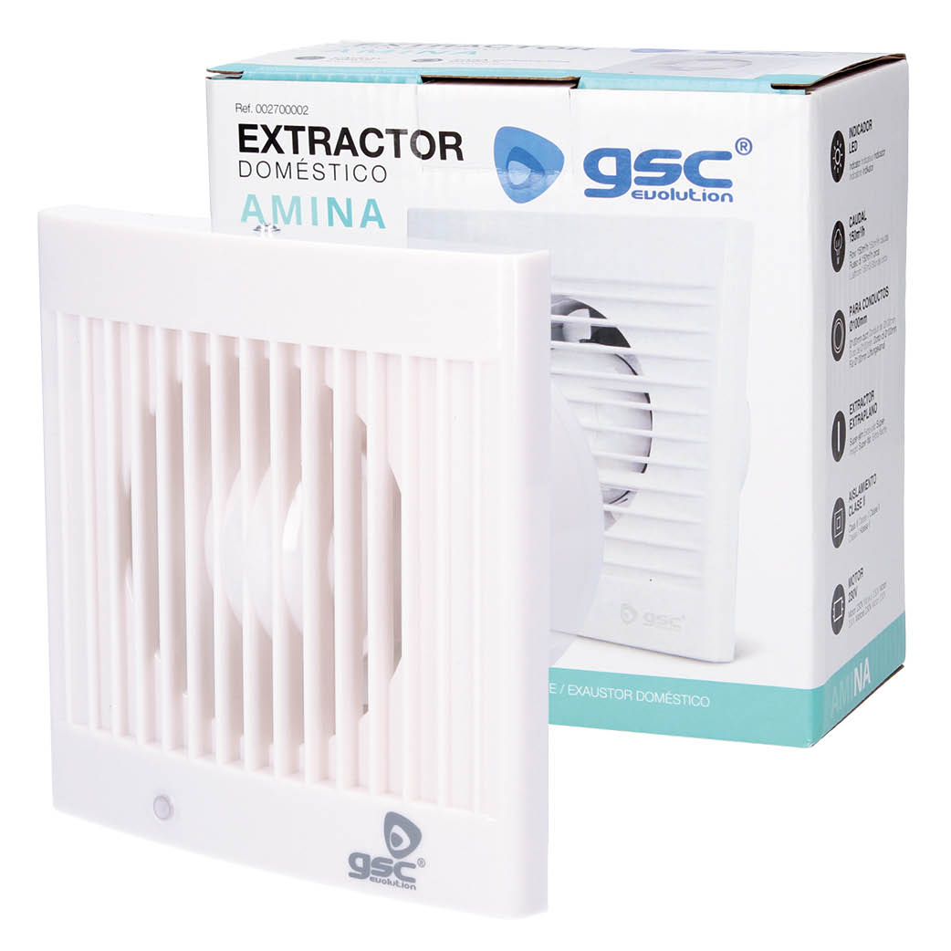 EXTRACTOR DOMESTICO AMINA GSC - POTENCIA 20W - DIAMETRO Ø100mm - CAUDAL 150m3/h